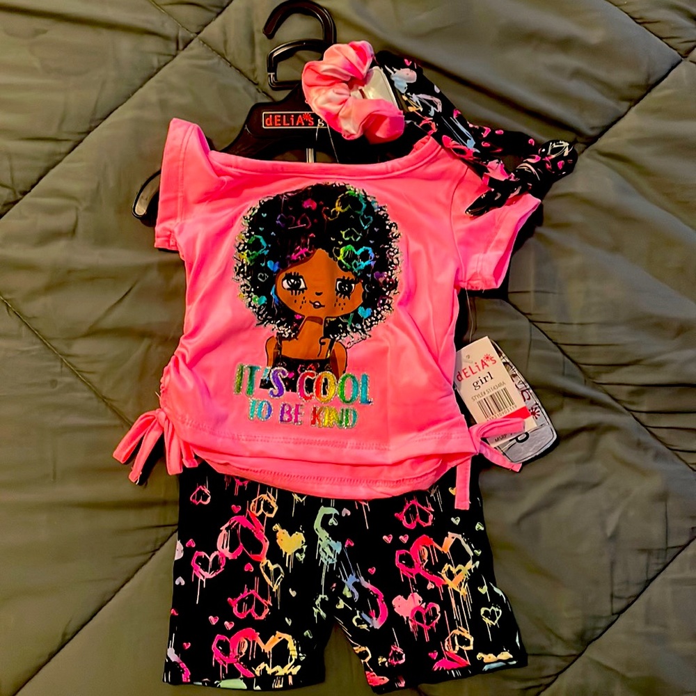 Girls 3-piece short set with headband